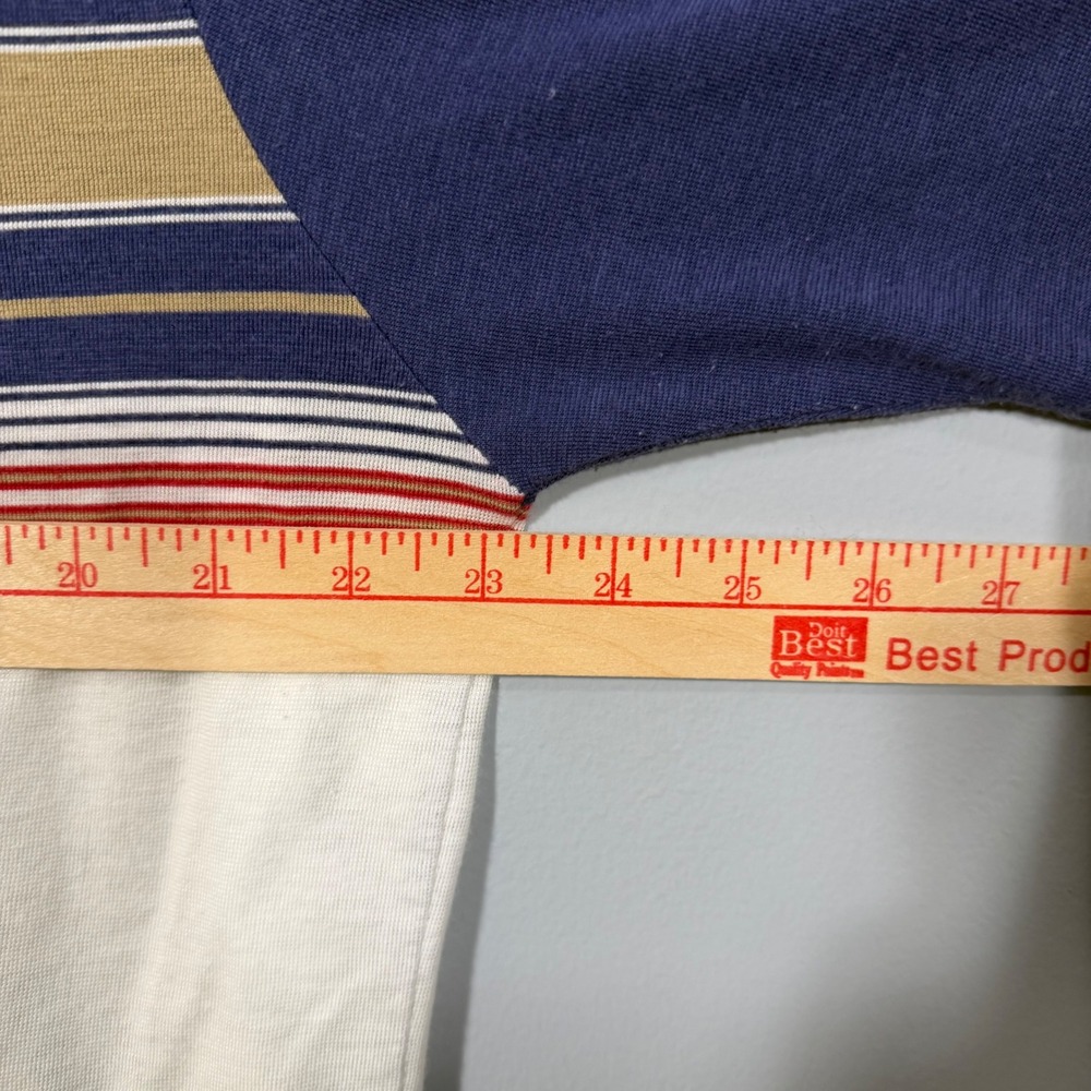 Vintage Arrow Tournament Mens XL Polo Shirt Navy Blue White Striped Colorblock - Picture 5 of 6